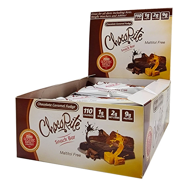 ChocoRite Chocolate Caramel Fudge Protein Bars 110 Calorie 9g Protein